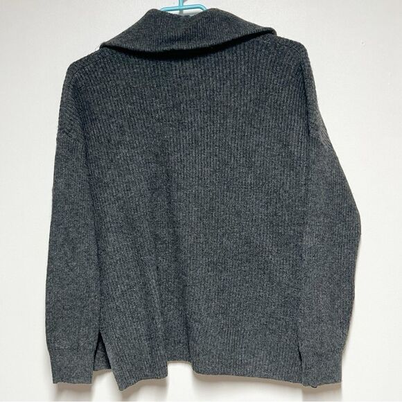 Madewell GLENBROOK HALF ZIP WOOL BLEND SWEATER IN HEATHER GRAPHITE Sz XS - Picture 5 of 8